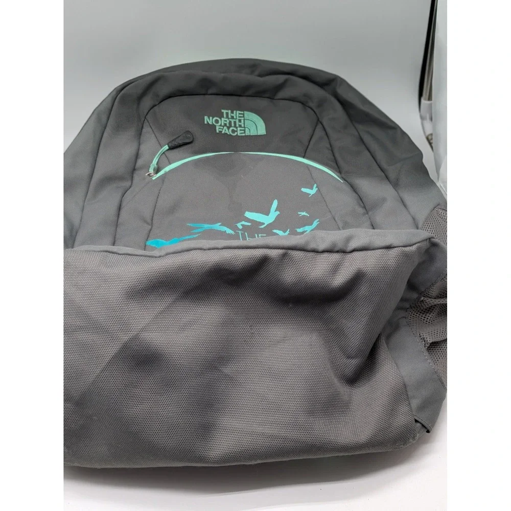 The North Face Haystack Backpack Gray Teal Laptop School Travel 21x15x6.5
